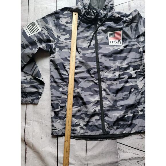 Striker Fifa Soccer Full Zip Windbreaker Adult Small Gray Camo Pockets Hooded - Picture 6 of 8